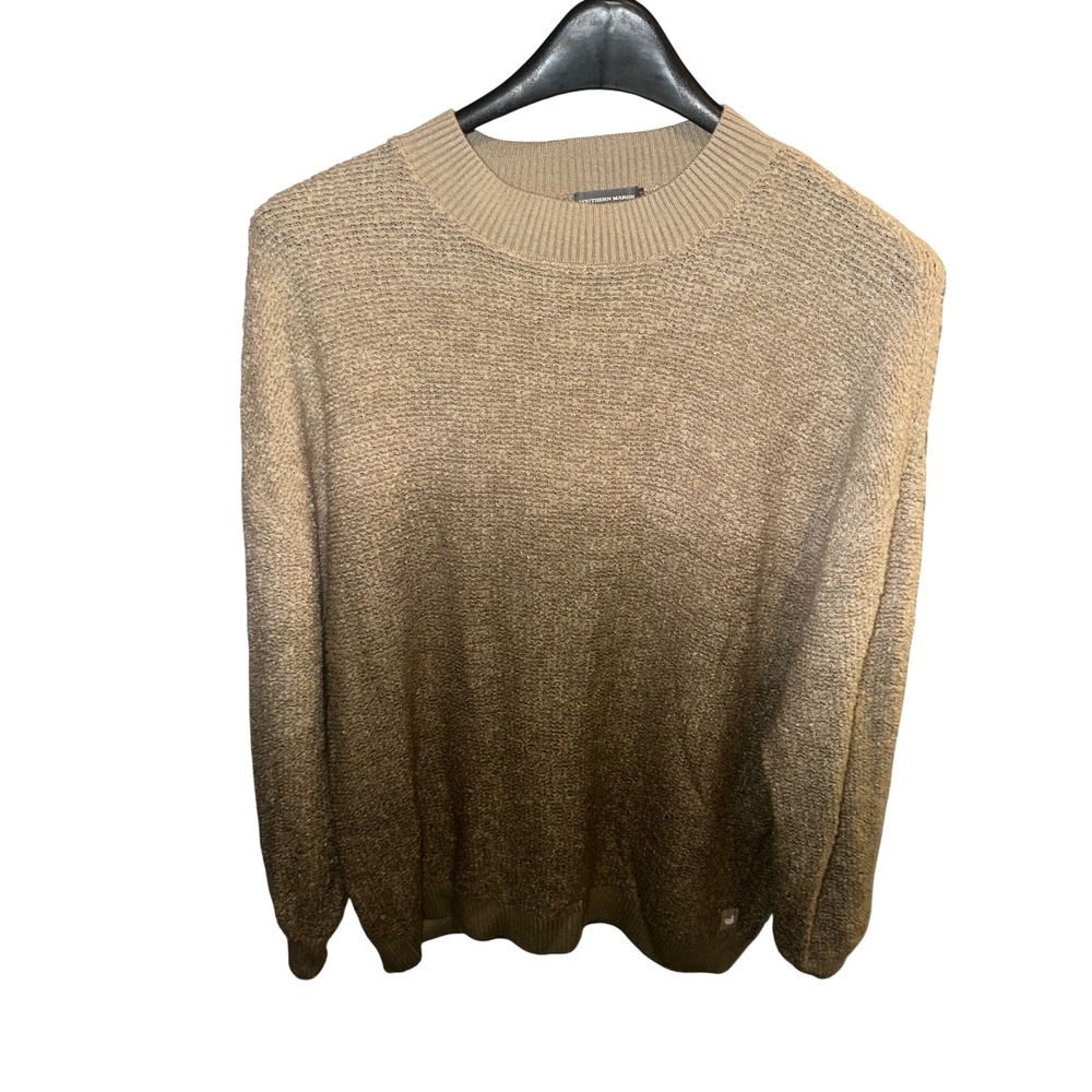 Southern Marsh Ombre Knit Sweater Tan Brown Gradient Wool Blend Crew Neck Small